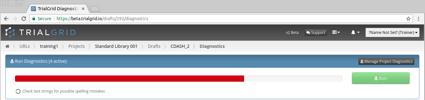 Diagnostics Running