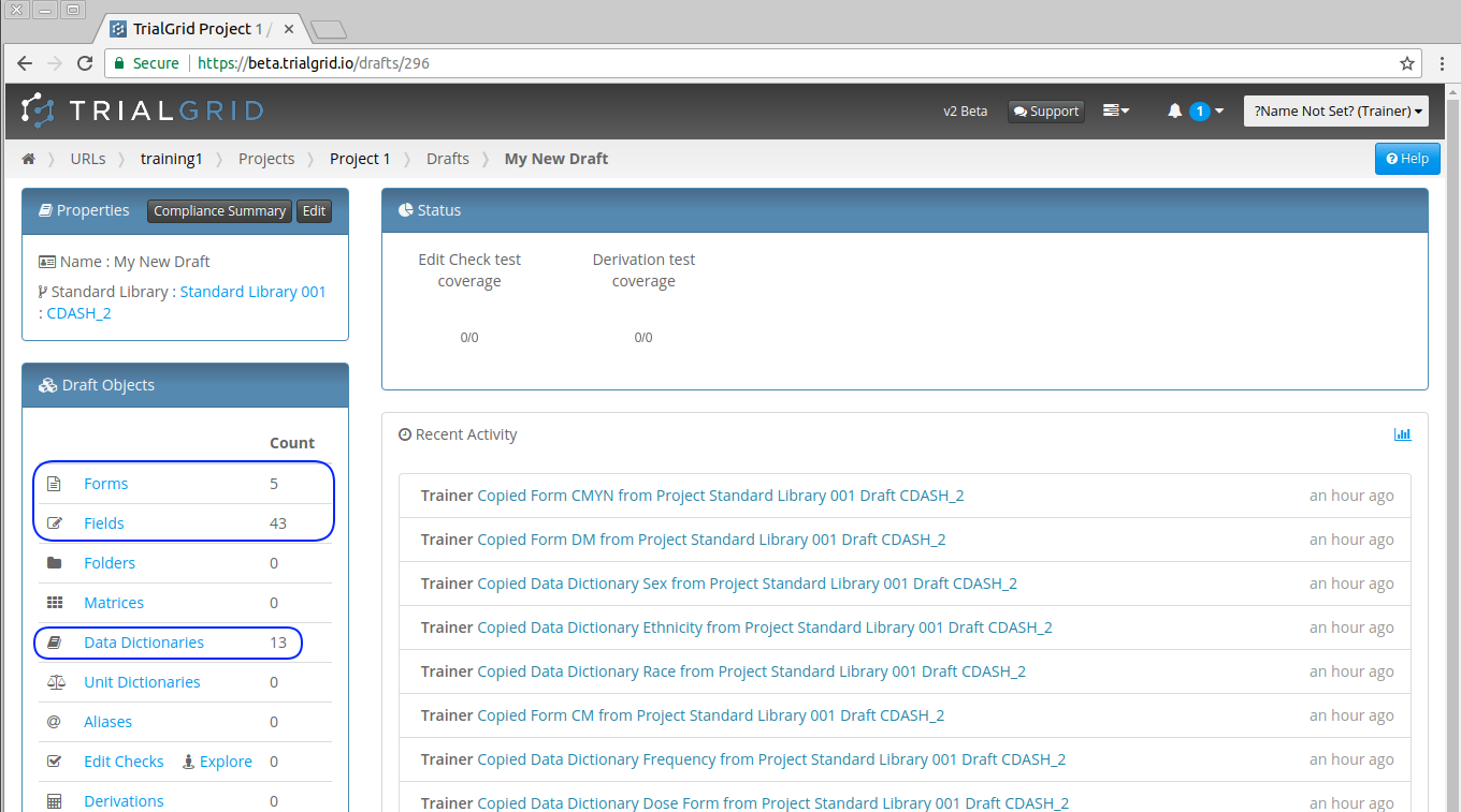 Imported Forms, Fields and Dictionaries